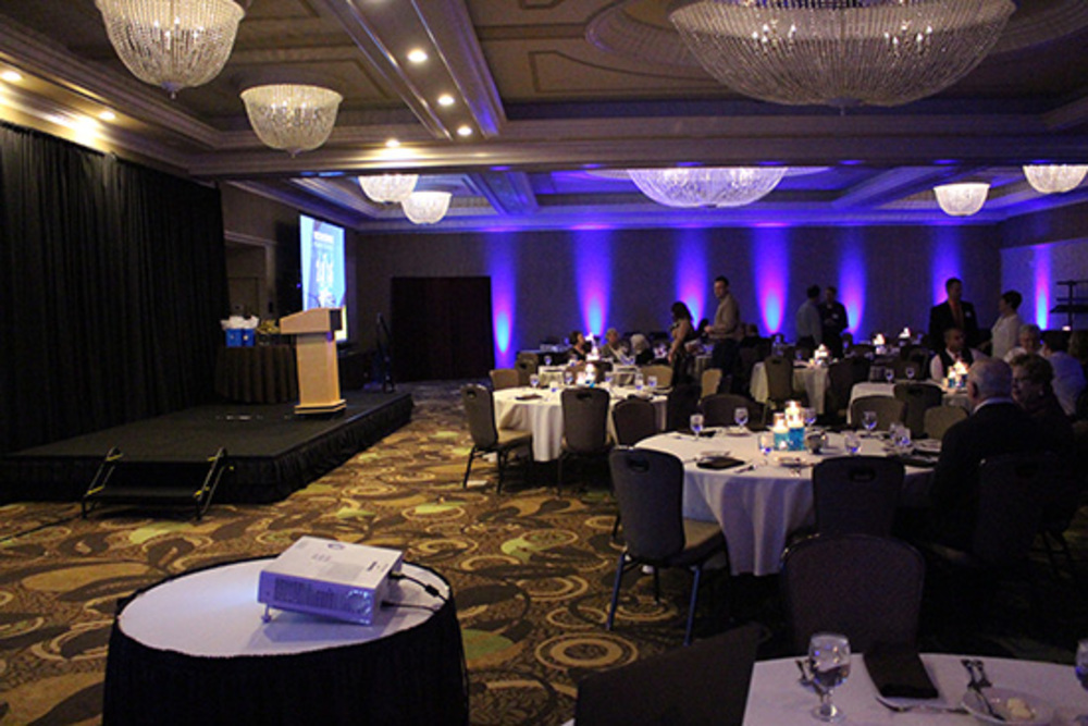 Uplighting sets the mood for a Lansing event